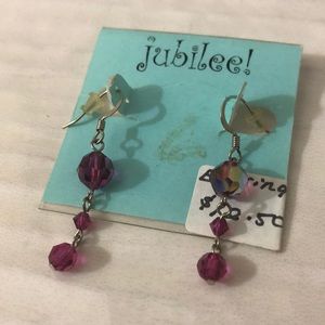 Jubilee!  Magenta Dangle Gem Earrings - NW
